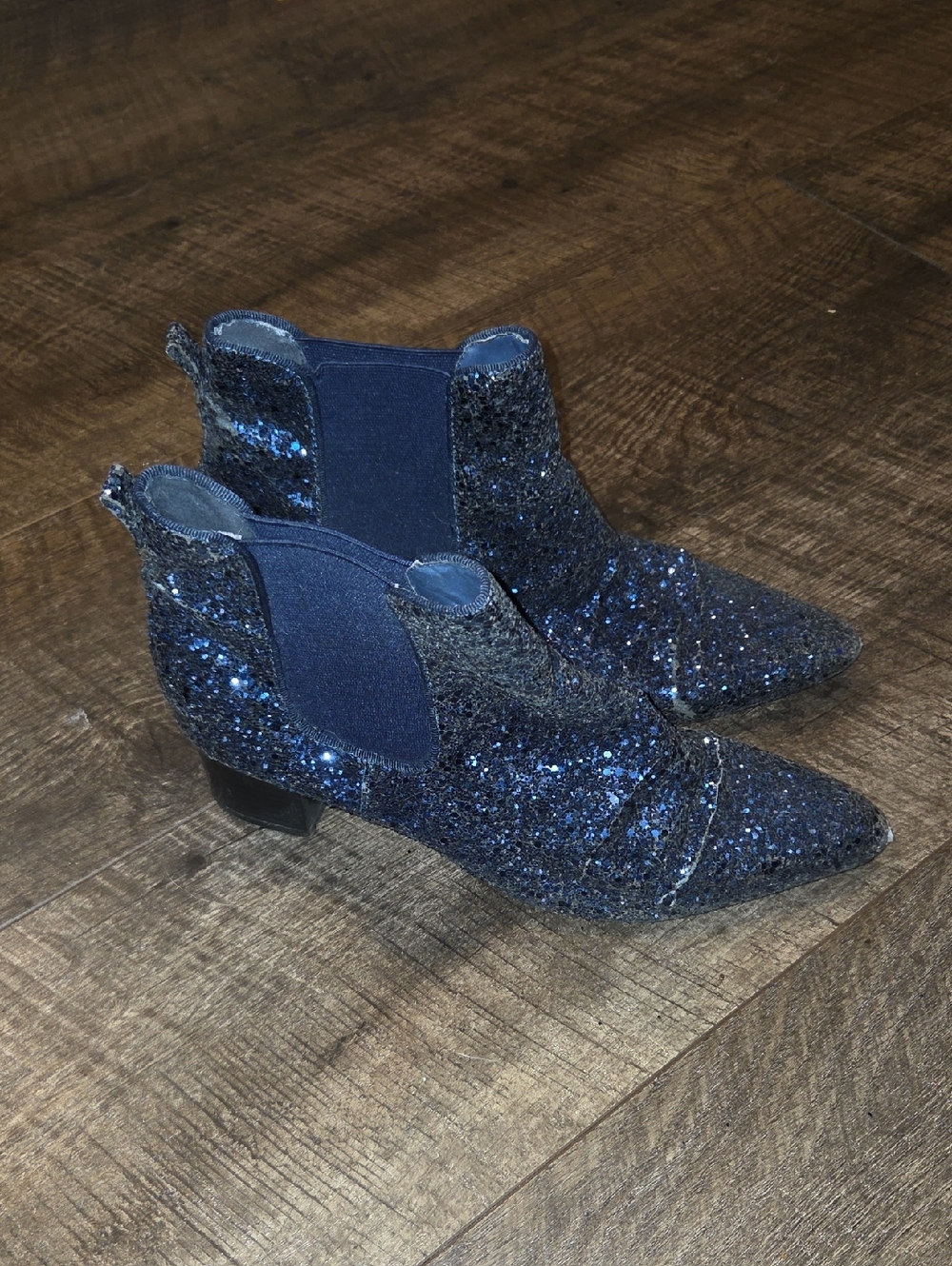 Forever 21 Navy Sparkle Chelsea Ankle Boots